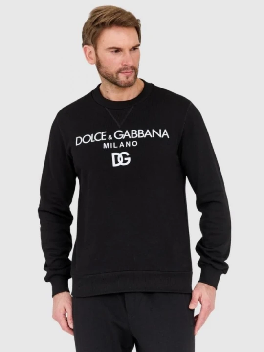 Zdjęcie produktu DOLCE & GABBANA Czarna męska bluza z haftowanym logo, Rozmiar 54