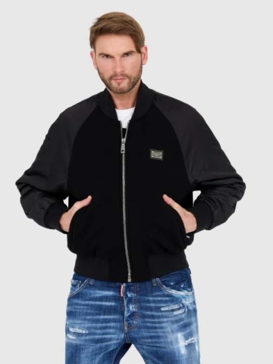 Zdjęcie produktu DOLCE & GABBANA czarna męska kurtka Wool and nylon bomber, Rozmiar 52