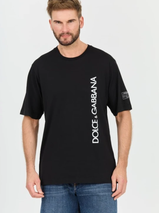 Zdjęcie produktu DOLCE & GABBANA Czarny męski bawełniany t-shirt, Rozmiar 54