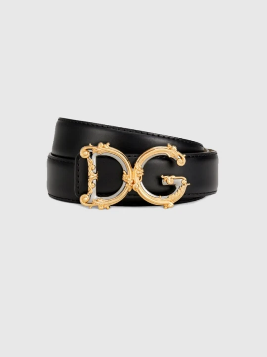 Zdjęcie produktu DOLCE & GABBANA Czarny pasek damski z barokową klamrą, Rozmiar 85