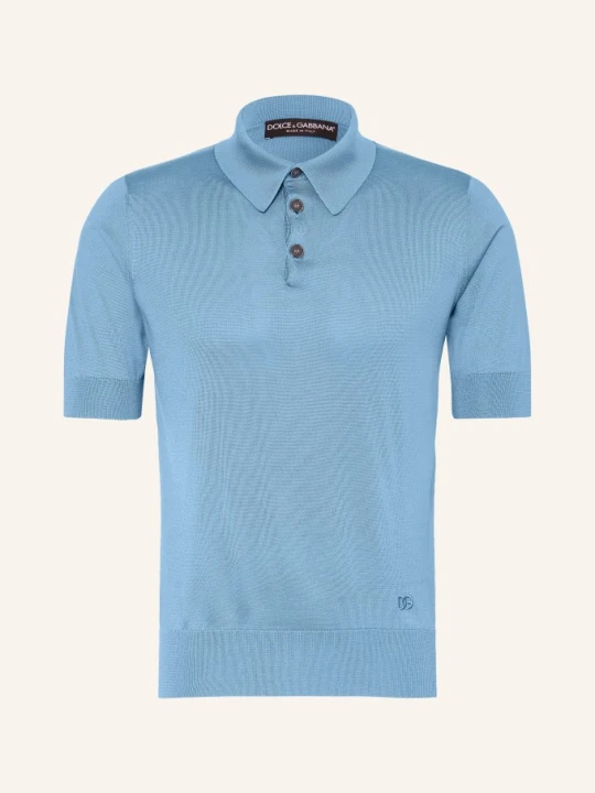 Zdjęcie produktu Dolce & Gabbana Dzianinowa Koszulka Polo Z Jedwabiu blau JASNONIEBIESKI