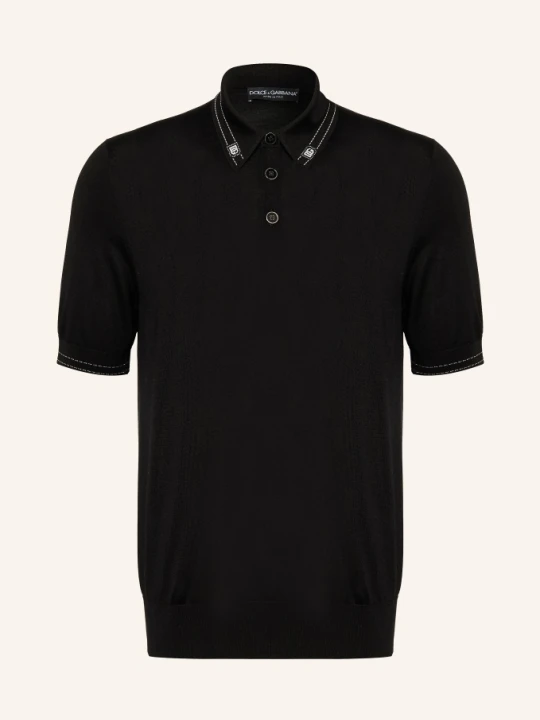 Zdjęcie produktu Dolce & Gabbana Dzianinowa Koszulka Polo Z Jedwabiu schwarz CZARNY