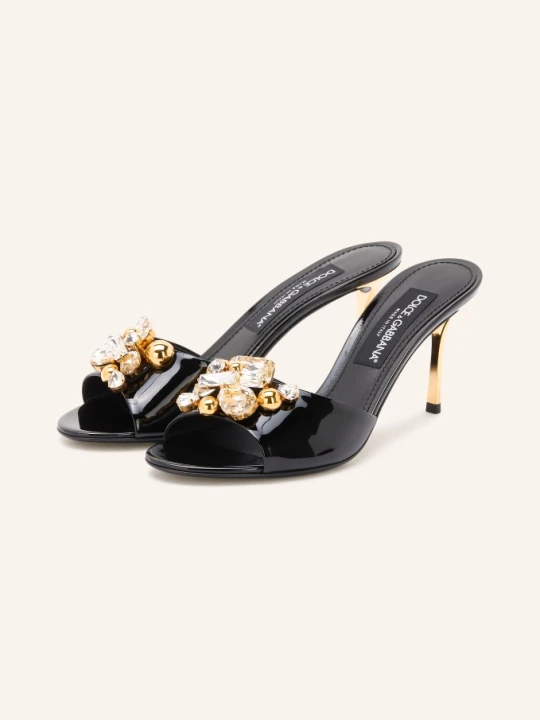 Zdjęcie produktu Dolce & Gabbana Klapki Z Kamieniami Ozdobnymi schwarz