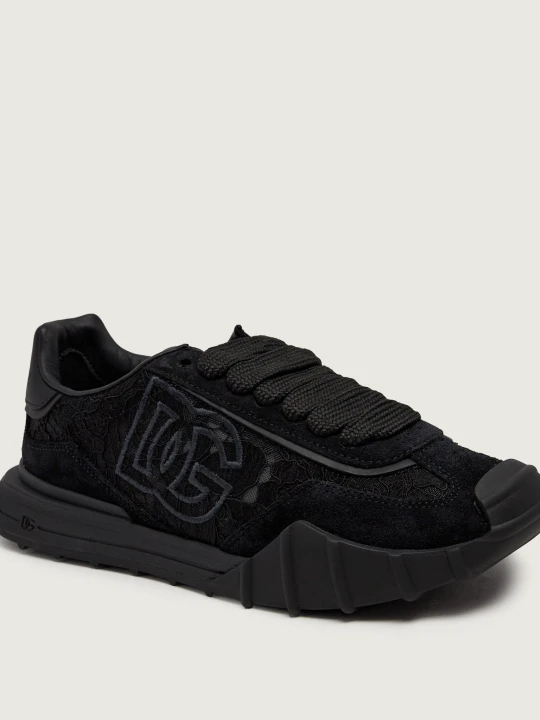 Zdjęcie produktu Dolce & Gabbana Koronkowe sneakersy | zamsz czarny