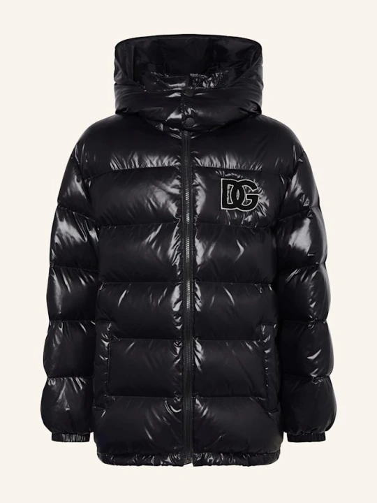 Zdjęcie produktu Dolce & Gabbana Kurtka Puchowa Z Odpinanym Kapturem schwarz CZARNY