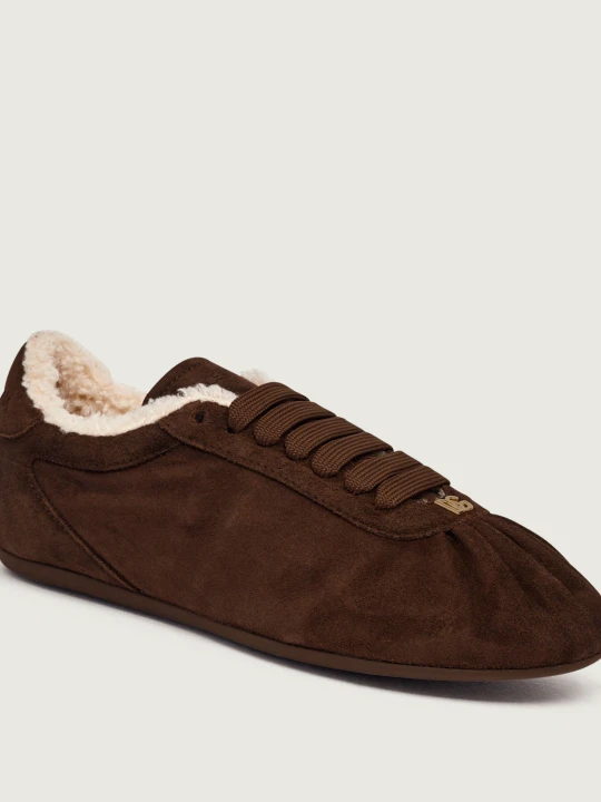 Zdjęcie produktu Dolce & Gabbana Ocieplane Sneakersy Bassa | shearling | zamsz brązowy