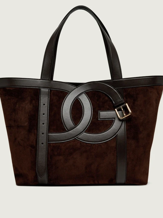 Zdjęcie produktu Dolce & Gabbana Shopperka + saszetka DG Belt | zamsz brązowy