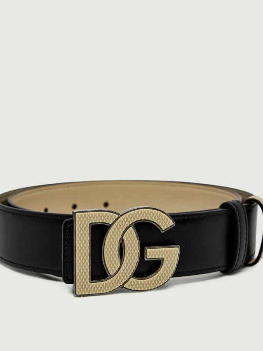 Zdjęcie produktu Dolce & Gabbana Skórzany dwustronny pasek czarny