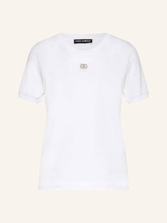 Zdjęcie produktu Dolce & Gabbana T-Shirt Z Obszyciem Ozdobnymi Kamykami weiss BIAŁY