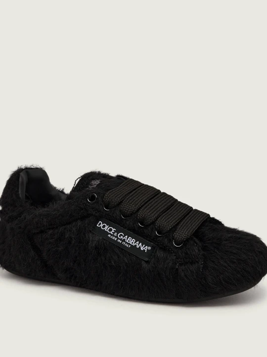 Zdjęcie produktu Dolce & Gabbana Wełniane sneakersy Portofino Soft | z dodatkiem skóry | shearling czarny
