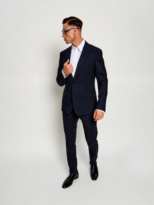Zdjęcie produktu Dolce & Gabbana Wełniany garnitur | Slim Fit granatowy