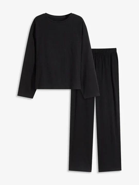 Zdjęcie produktu Domowy dres z miękkiej bawełny, oversize BonPrix czarny
