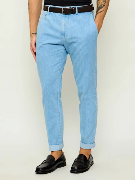 Zdjęcie produktu DONDUP - made in Italy Jeansowe spodnie chino JOE | Slim Fit błękitny