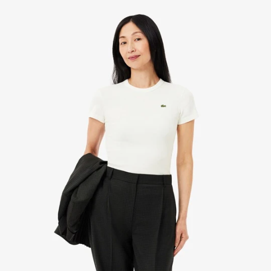 Zdjęcie produktu Dopasowana damska koszulka z bawełny organicznej Lacoste