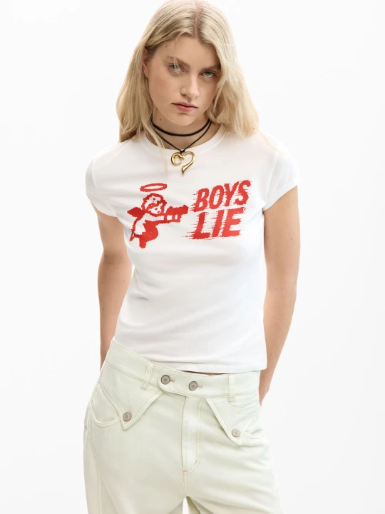 Zdjęcie produktu Dopasowana koszulka Boys Lie Desigual biały
