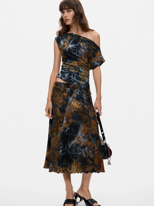 Zdjęcie produktu Dopasowana spódnica z dzianiny Desigual niebieski