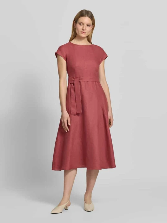 Zdjęcie produktu Dopasowana sukienka casualowa z czystego lnu model 'ESORDIO' Weekend Max Mara Ciemnoczerwony