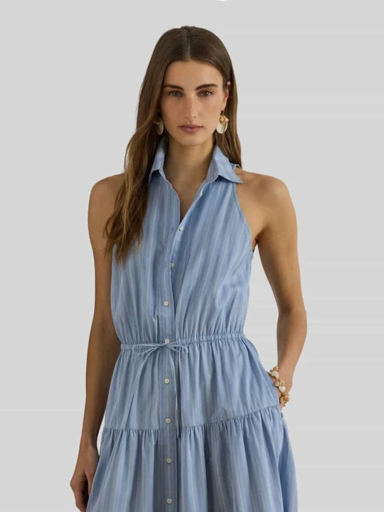 Zdjęcie produktu Dopasowana sukienka casualowa z czystej bawełny Lauren Ralph Lauren Jasnoniebieski melanż