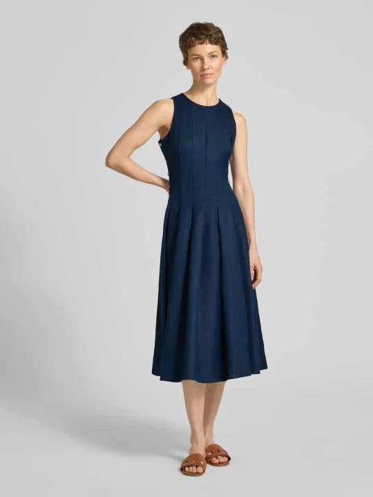 Zdjęcie produktu Dopasowana sukienka casualowa z lnem i dodatkiem wiskozy Tommy Hilfiger Granatowy