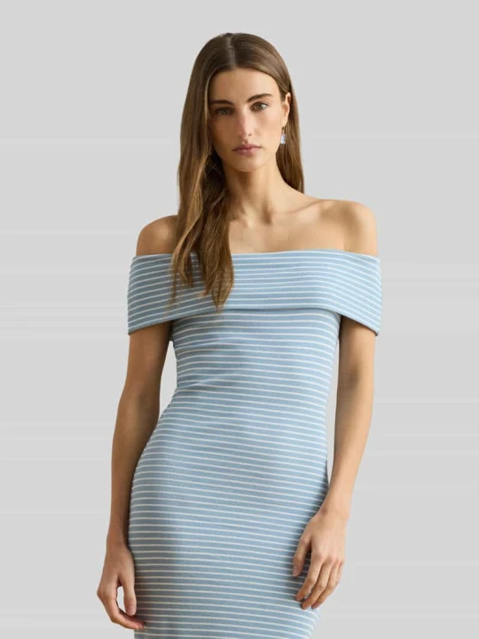 Zdjęcie produktu Dopasowana sukienka casualowa z mieszanki bawełny Lauren Ralph Lauren Jasnoniebieski
