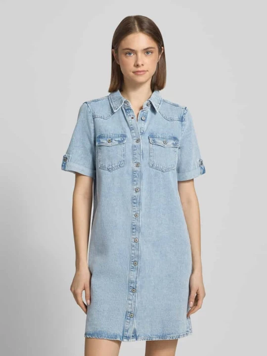 Zdjęcie produktu Dopasowana sukienka jeansowa z mieszanki bawełny i wiskozy model 'LISA' Only Jeansowy niebieski melanż