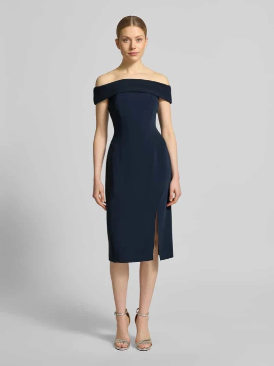 Zdjęcie produktu Dopasowana sukienka koktajlowa z dekoltem carmen model 'WOVEN-BODYCON-DRESSES' Lauren Ralph Lauren Ciemnoniebieski