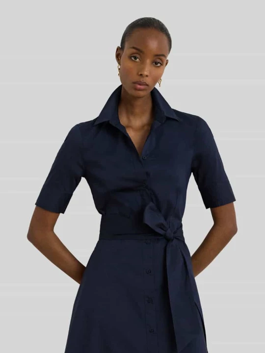Zdjęcie produktu Dopasowana sukienka koszulowa z mieszanki bawełny Lauren Ralph Lauren Granatowy