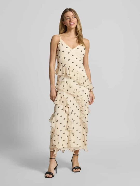 Zdjęcie produktu Dopasowana sukienka midi z falbanami model 'SMILLA' Vero Moda Biały