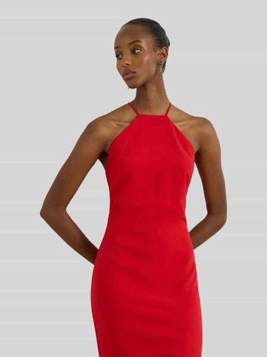 Zdjęcie produktu Dopasowana sukienka wieczorowa z wiązaniem na szyi Lauren Ralph Lauren Czerwony