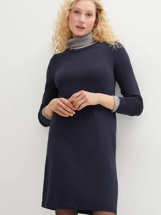 Zdjęcie produktu Dopasowana sukienka z dżerseju (2 szt.) BonPrix niebieski
