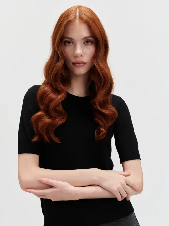 Zdjęcie produktu Dopasowany sweter krótki rękaw TOP SECRET Czarny