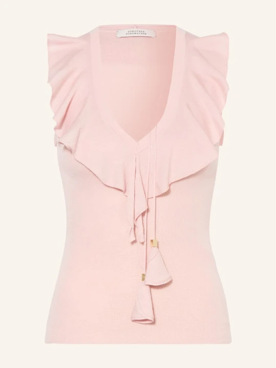 Zdjęcie produktu Dorothee Schumacher Dzianinowy Top Refined Essentials Z Falbanami rosa BLADORÓŻOWY
