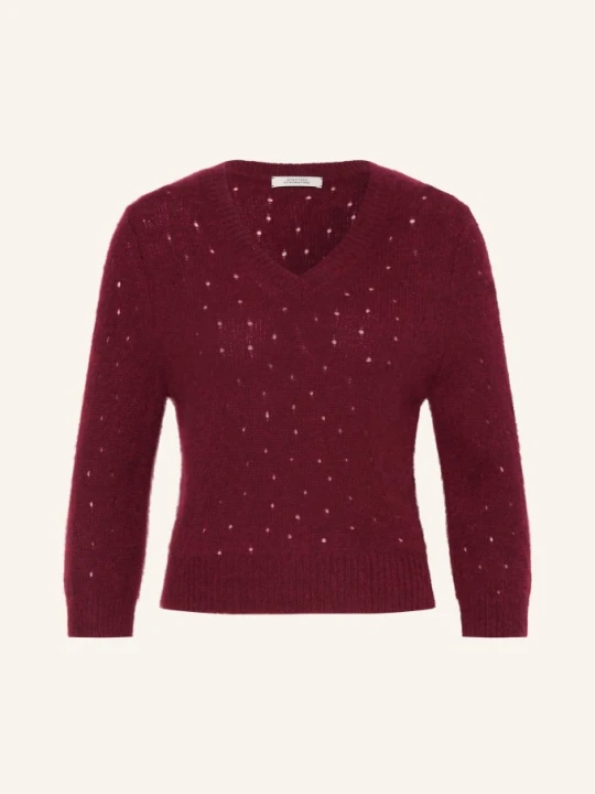 Zdjęcie produktu Dorothee Schumacher Sweter Z Kaszmiru Luxury Love Z Rękawami 3 / 4 rot CIEMNOCZERWONY