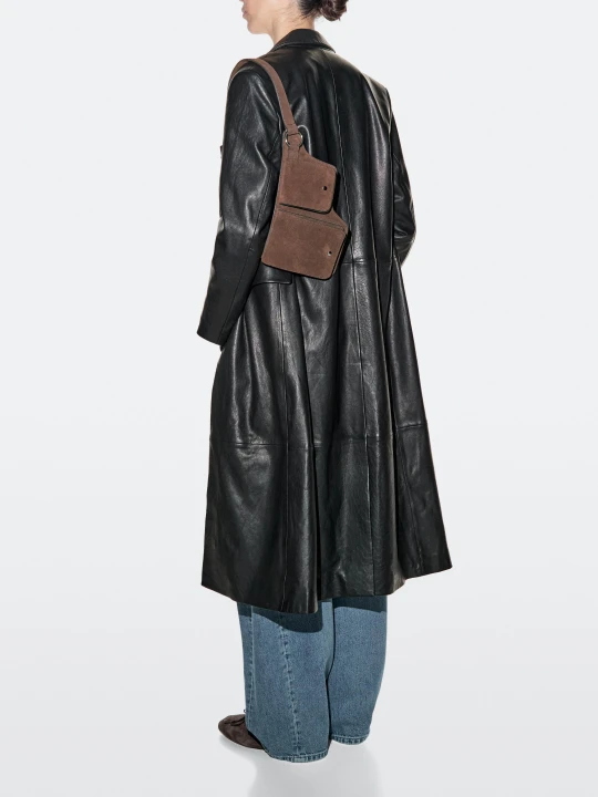Zdjęcie produktu Double Compartment Leather Belt Bag - Norkowy - Massimo Dutti - Female