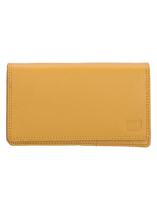 Zdjęcie produktu DOUBLE-D Skórzany portfel w kolorze żółtym - 16 x 9 x 3 cm rozmiar: onesize