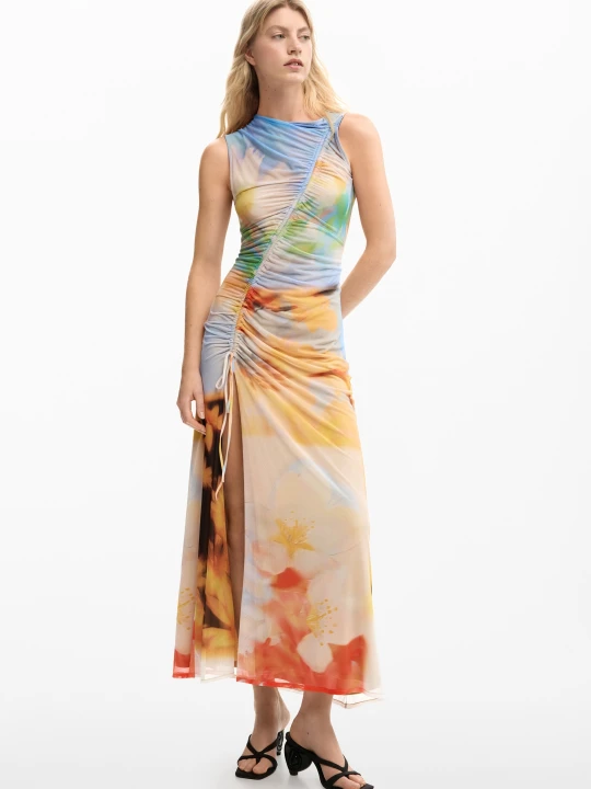 Zdjęcie produktu drapowana sukienka długa Desigual MATERIAL FINISHES