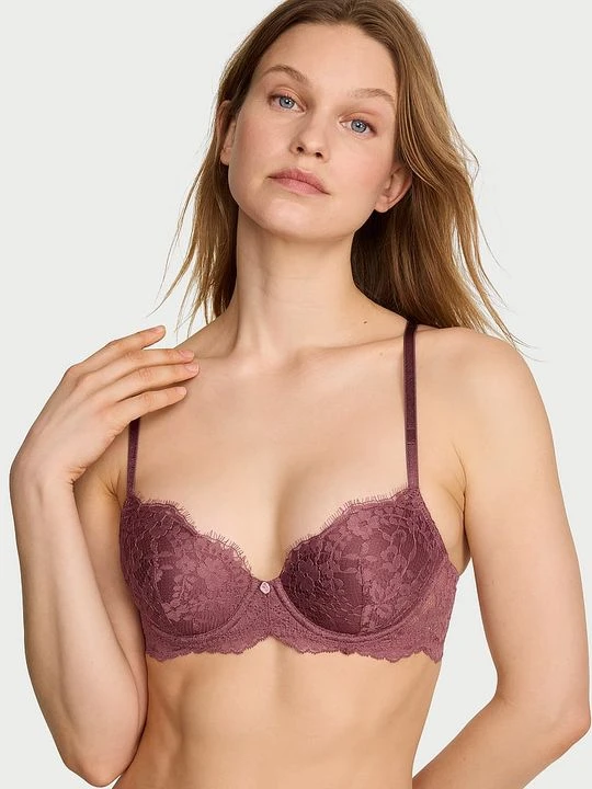 Zdjęcie produktu Dream Angels Biustonosz lekko usztywniany koronkowy Classic Demi Victoria's Secret Różowy