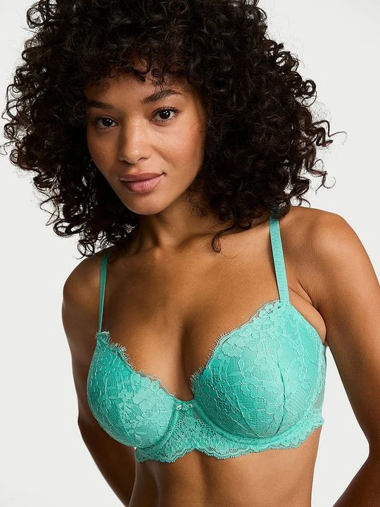 Zdjęcie produktu Dream Angels Biustonosz lekko usztywniany koronkowy Demi Victoria's Secret Zielony