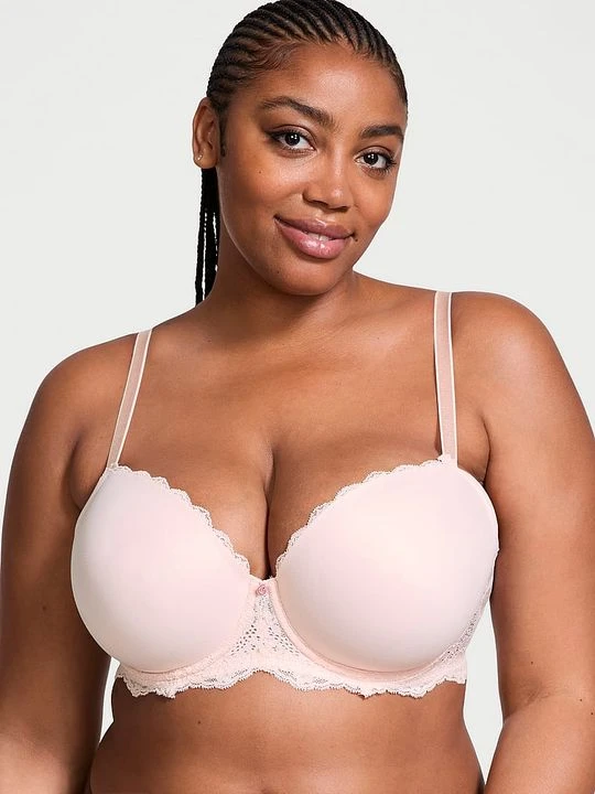Zdjęcie produktu Dream Angels Biustonosz lekko usztywniany Smooth and Lace Classic Demi Victoria's Secret Różowy