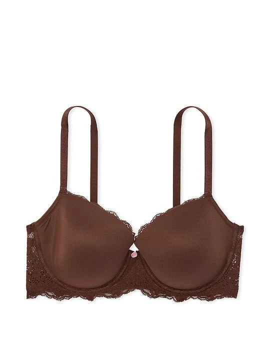 Zdjęcie produktu Dream Angels Biustonosz lekko usztywniany Smooth and Lace Classic Demi Victoria's Secret Brązowy
