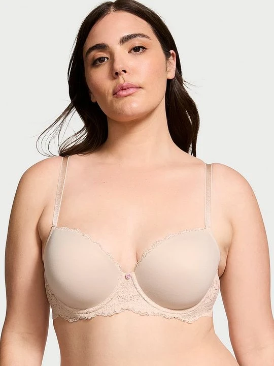 Zdjęcie produktu Dream Angels Biustonosz lekko usztywniany Smooth and Lace Classic Demi Victoria's Secret Beżowy