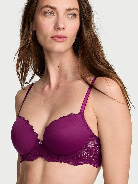 Zdjęcie produktu Dream Angels Biustonosz lekko usztywniany z koronką Lace Demi Victoria's Secret Fioletowy