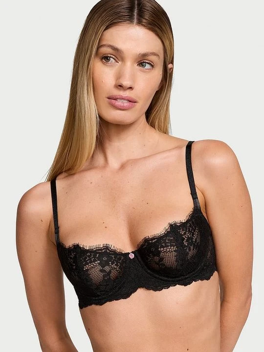Zdjęcie produktu Dream Angels Biustonosz nieusztywniany balkonetka Wicked Lace Balconette Victoria's Secret Czarny