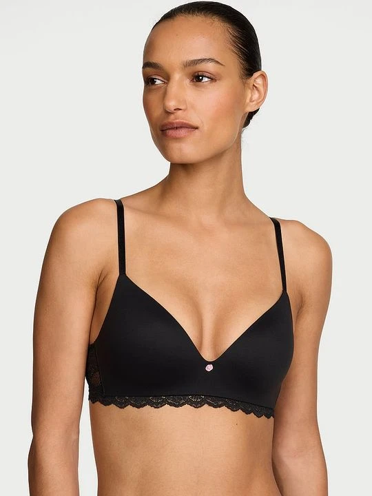 Zdjęcie produktu Dream Angels Biustonosz push-up bez fiszbin Smooth and Lace Victoria's Secret Czarny