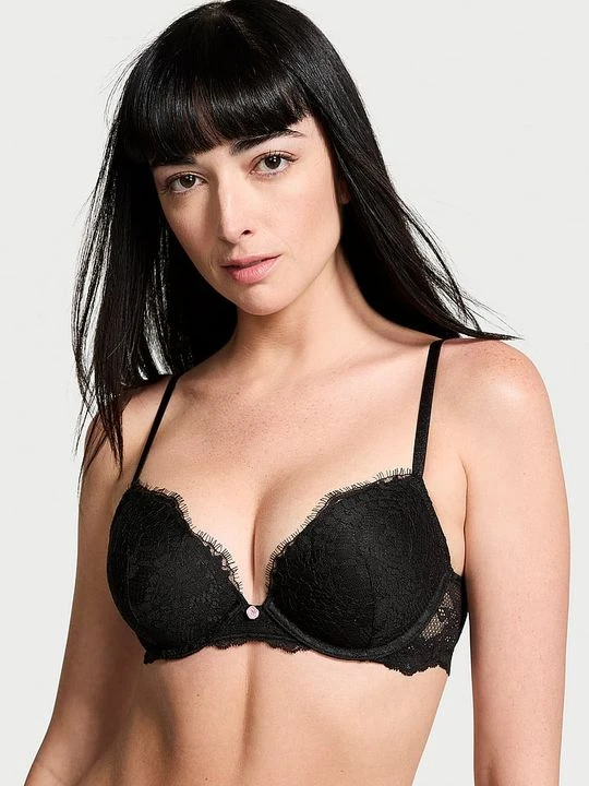 Zdjęcie produktu Dream Angels Biustonosz push-up koronkowy Victoria's Secret Czarny