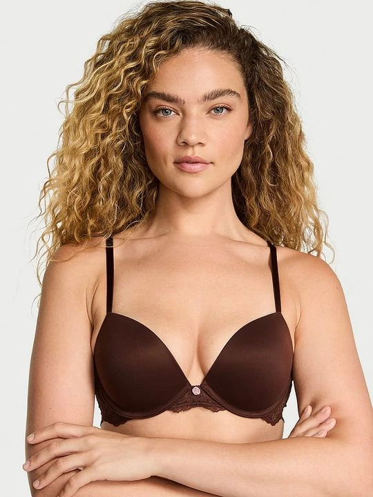 Zdjęcie produktu Dream Angels Biustonosz push-up Smooth and Lace Victoria's Secret Brązowy