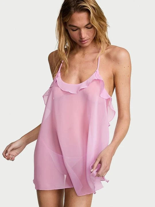 Zdjęcie produktu Dream Angels Halka i stringi z haftem Watercolor Victoria's Secret Fioletowy