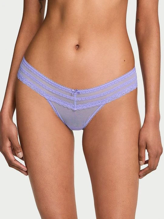 Zdjęcie produktu Dream Angels Majtki brazyliany z siateczki Lace-Trim Victoria's Secret Niebieski