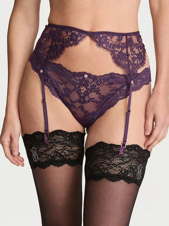 Zdjęcie produktu Dream Angels Pas do pończoch koronkowy Victoria's Secret Fioletowy