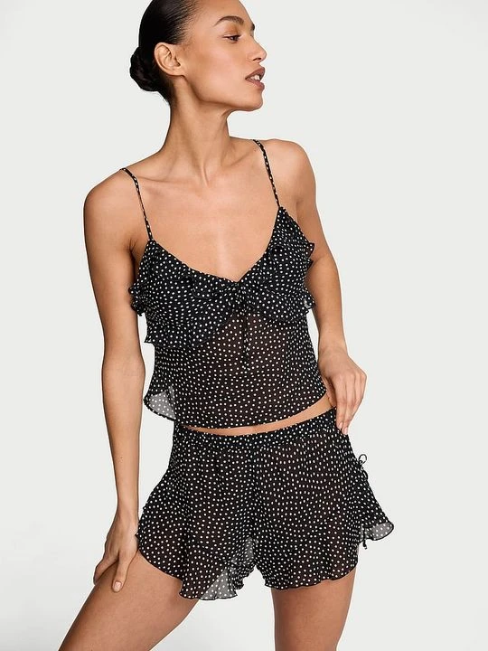 Zdjęcie produktu Dream Angels Zestaw z szyfonu do spania - top i szorty Polka Dot Victoria's Secret